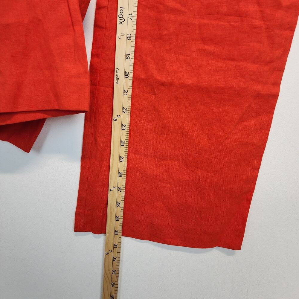 Boden Wide Leg Sailor Pants Size 6 Dark Orange 100% Linen Button Front Euro Chic - Picture 10 of 13